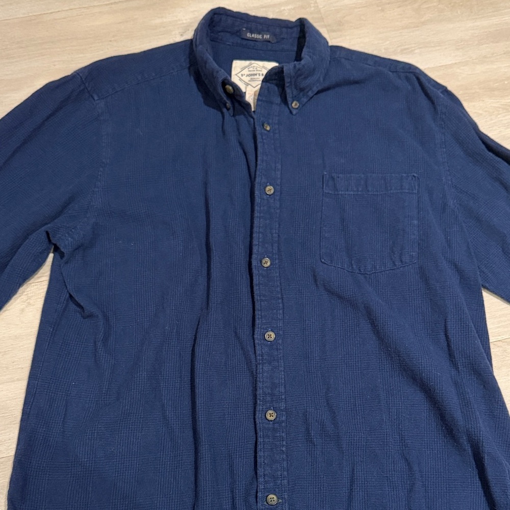St. John's Bay 100% Cotton Deep Blue Casual Button Down Shirt